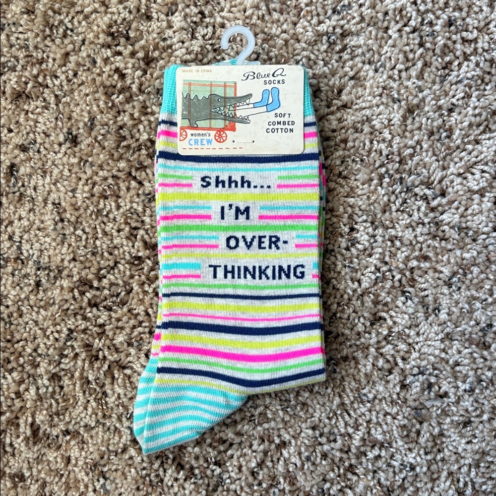 Blue Q Overthinking Striped Socks